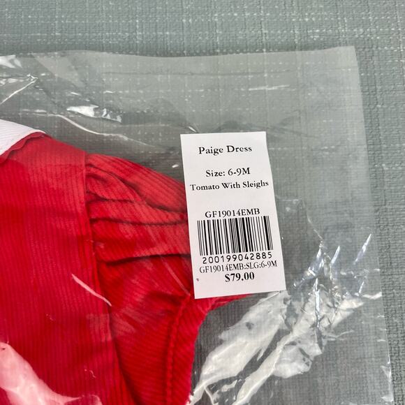 Classic Prep Childrenswear Paige Dress Tomato Red with Sleighs 6-9 Months NWT - Picture 9 of 10